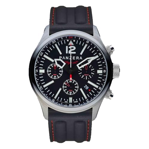 Panzera Flieger 46 Chronograph Quarz Stahl Schwarz Silikon Pilot Rot Datum Herren Uhr Panzera Flieger 46 Chronograph Quarz Stahl Schwarz Silikon Pilot Rot Datum Herren Uhr von Panzera