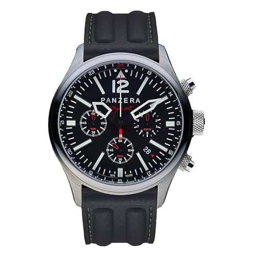 Panzera Flieger 46 Chronograph Automatik Stahl Schwarz Silikon Pilot Rot Datum Herren Uhr Panzera Flieger 46 Chronograph Automatik Stahl Schwarz Silikon Pilot Rot Datum Herren Uhr von Panzera
