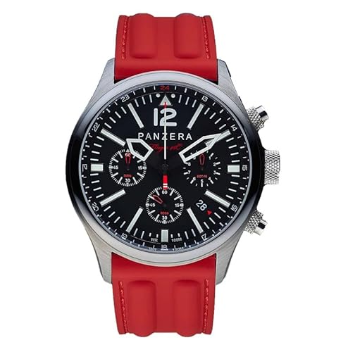 Panzera Flieger 46 Chronograph Quarz Stahl Schwarz Silikon Pilot Rot Datum Herren Uhr Panzera Flieger 46 Chronograph Quarz Stahl Schwarz Silikon Pilot Rot Datum Herren Uhr von Panzera