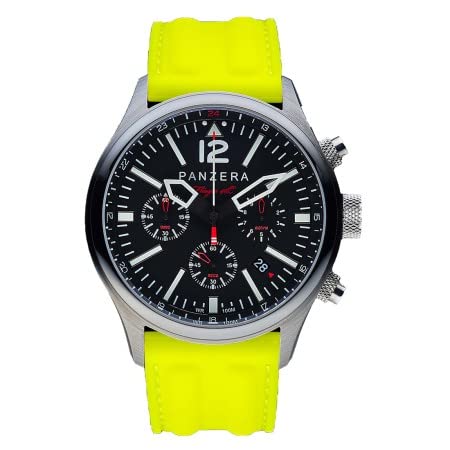 Panzera Flieger 46 Chronograph Quarz Stahl Schwarz Silikon Gelb Pilot Rot Datum Herren Uhr Panzera Flieger 46 Chronograph Quarz Stahl Schwarz Silikon Gelb Pilot Rot Datum Herren Uhr von Panzera