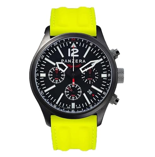 Panzera Flieger 46 Chronograph Quarz Stahl IP Schwarz Gelb Silikon Pilot Rot Datum Herren Uhr Panzera Flieger 46 Chronograph Quarz Stahl IP Schwarz Gelb Silikon Pilot Rot Datum Herren Uhr von Panzera