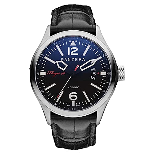 Panzera Flieger 46 Hornet Spirit Automatik Stahl Schwarz Leder Datum Herren Uhr Panzera Flieger 46 Hornet Spirit Automatik Stahl Schwarz Leder Datum Herren Uhr von Panzera