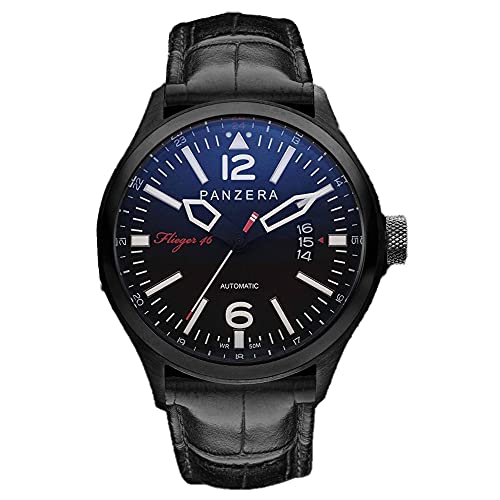 Panzera Flieger 46 Phantom Spirit Automatik Stahl Schwarz IP Leder Datum Herren Uhr Panzera Flieger 46 Phantom Spirit Automatik Stahl Schwarz IP Leder Datum Herren Uhr von Panzera