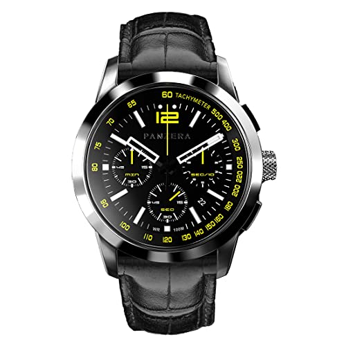 Panzera Time Master 45 Chrono Quarz Stahl Schwarz Gelb Leder Saphir Uhr Herren Panzera Time Master 45 Chrono Quarz Stahl Schwarz Gelb Leder Saphir Uhr Herren von Panzera