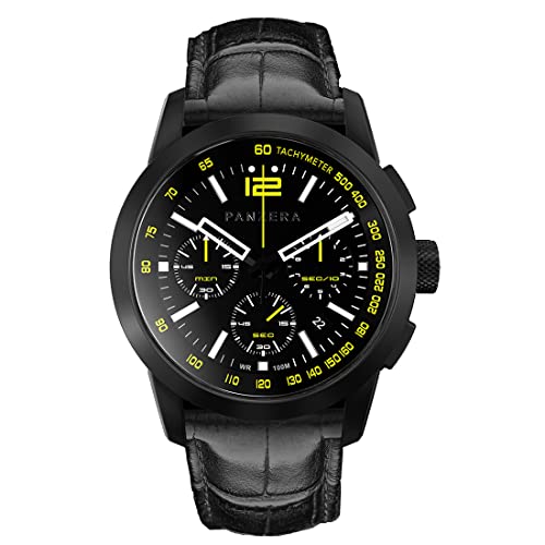Panzera Time Master 45 Chrono Quarz Stahl Schwarz Gelb Leder Saphir Uhr Herren Panzera Time Master 45 Chrono Quarz Stahl Schwarz Gelb Leder Saphir Uhr Herren von Panzera
