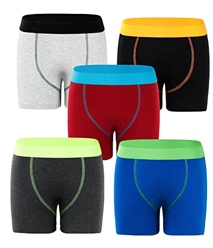 Jungen Boxershorts 5 Paar Kinder Boxershorts pflegeleicht Baumwolle Stretch Unterwäsche Pants Boxershorts Gr. 146, 5er-Pack Neonbänder mit verschiedenen Farben von Panzy