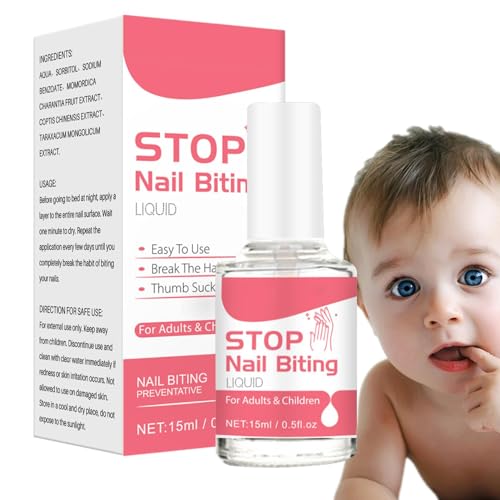 Anti-Nagelkaus-Nagellack für Kinder, stoppt die Nagelreparatur, Nagellack, verhindert Nagelkauen, klarer Nagellack, 0,5 fl oz Nagelbiss-Stopper, Daumenlutschstopp für Kinder von Paodduk