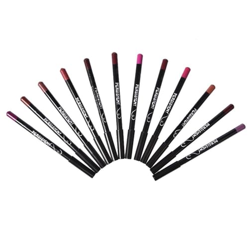 Lipliner-Stift 12 Farben Matte Lipliner Set Lippenstift Liner Set Lipliner Set Langanhaltender Eyeliner Stift Geschenk für Mädchen Geburtstag von Paodduk