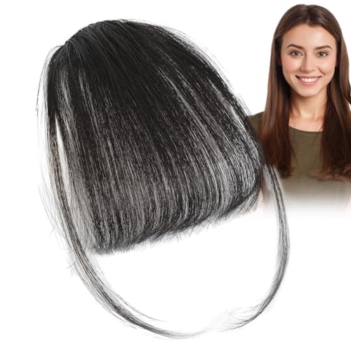 Paodduk Clip-in-Pony-Echthaar, Bang-Clip-in-Echthaar,Französische Pony-Clip-on-Haar-Pony-Erweiterungen - Naturfarbene Fransen-Haarteile, stilvolle Haarverlängerung mit ordentlichem Pony für Mädchen von Paodduk