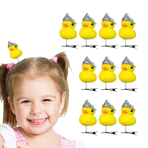 Paodduk Enten-Haarspangen,Lustige Enten-Haarnadeln - Plüsch Gelbe Ente Haarnadel - 10 Stück gelbe Enten-Design-Plüsch-Haarnadel-Kollektion für Kinder, Frauen, Mädchen von Paodduk