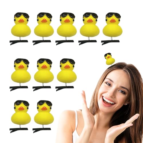 Paodduk Gelbe Enten-Haarnadel,Enten-Haarspangen,Plüsch Gelbe Ente Haarnadel | 10 Stück gelbe Enten-Design-Plüsch-Haarnadel-Kollektion für Kinder, Frauen, Mädchen von Paodduk