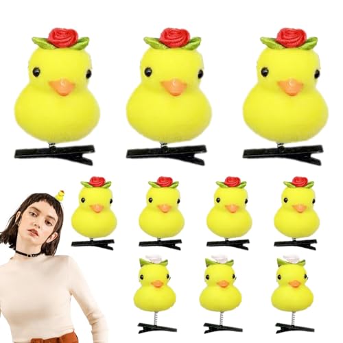 Paodduk Gelbe Enten-Haarspange,Enten-Haarspange | Cartoon-Plüsch-Haarnadel-Set, 10 Stück | Süße und weiche Tier-Haarspangen, gelbe Ente, lustige Haar-Accessoires, Haarnadeln für Kinder und Frauen von Paodduk