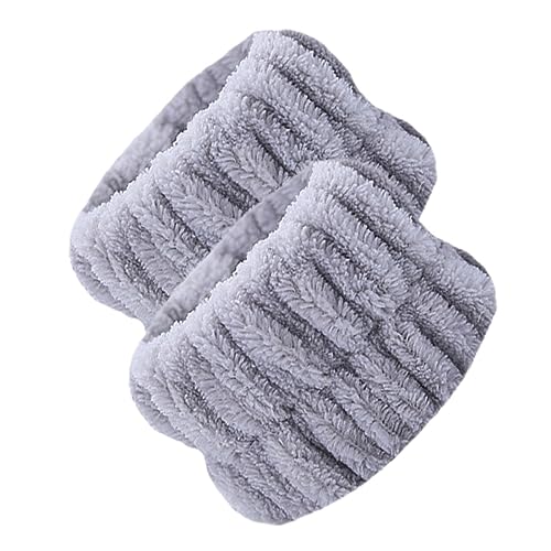 Paodduk Gesichtswasch-Armbänder - 2 Stück Coral Fleece Spa-Armbänder saugfähig | Flauschige Handgelenkhandtücher zum Waschen des Gesichts, elastische Haargummis für Frauen, Mädchen und zum Trainieren von Paodduk