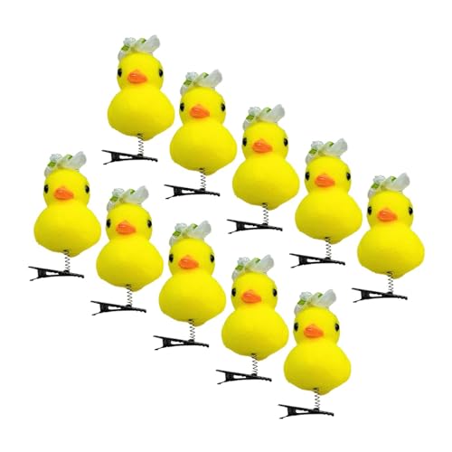 Paodduk Haarnadel in Entenform, Enten-Plüsch-Haarnadel - Ente Plüsch Haarspangen Haarnadelnadeln,10 Stück gelbe Enten-Design-Plüsch-Haarnadel-Kollektion für Kinder, Frauen, Mädchen von Paodduk