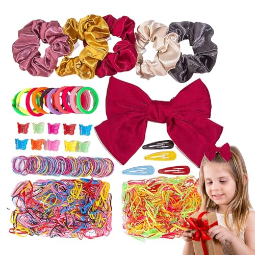 Paodduk Haarschmuck-Set,Haarschmuck-Set für Mädchen,Elastische Pferdeschwanzhalter - Haargummis, Haargummis, Pferdeschwanzhalter, Snap-Haarspangen, Haarband-Set, Haarspangen-Haargummi-Set für Kinder von Paodduk