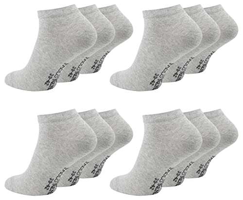 Paolo Renzo Sneaker Socken Damen & Herren aus Baumwolle 12 Paar Unisex Sneakersocken Kurze Socken OEKO-TEX Standard 100 Größe 43/46 Grau von Paolo Renzo