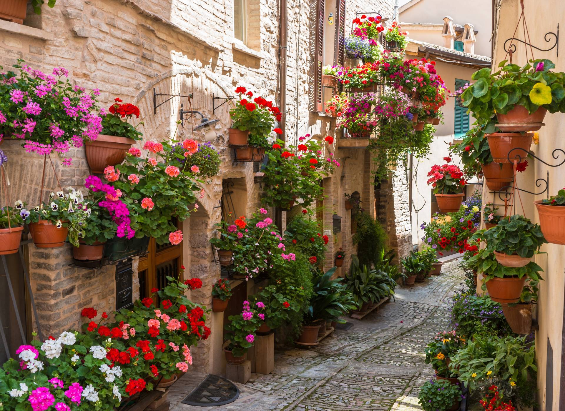 Papermoon Fototapete "Flower Alley in Spello" von Papermoon