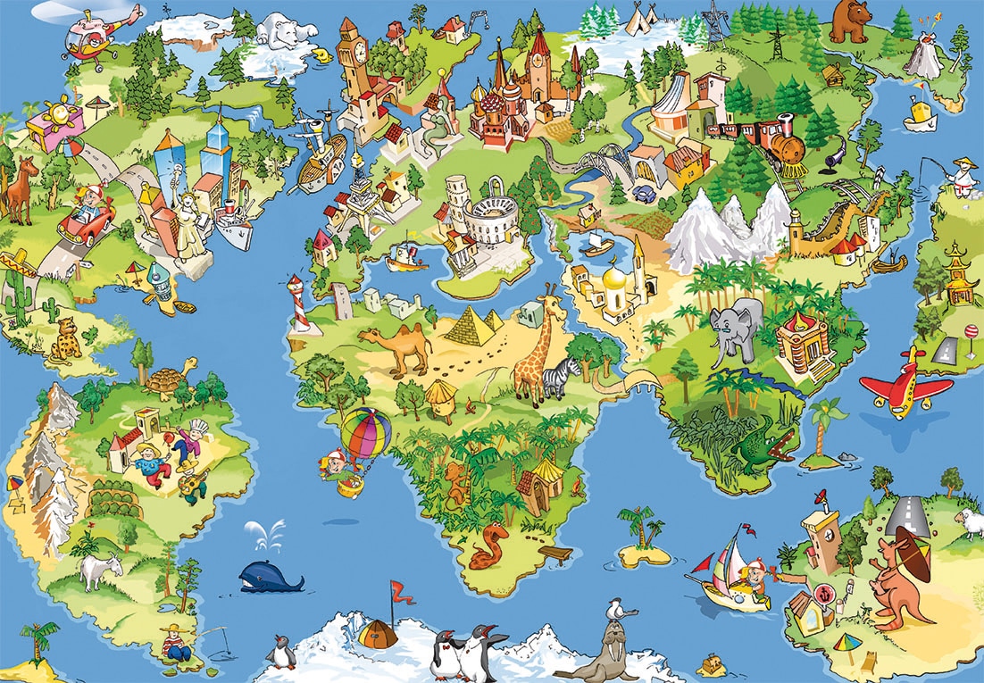 Papermoon Fototapete "Kids World Map" von Papermoon