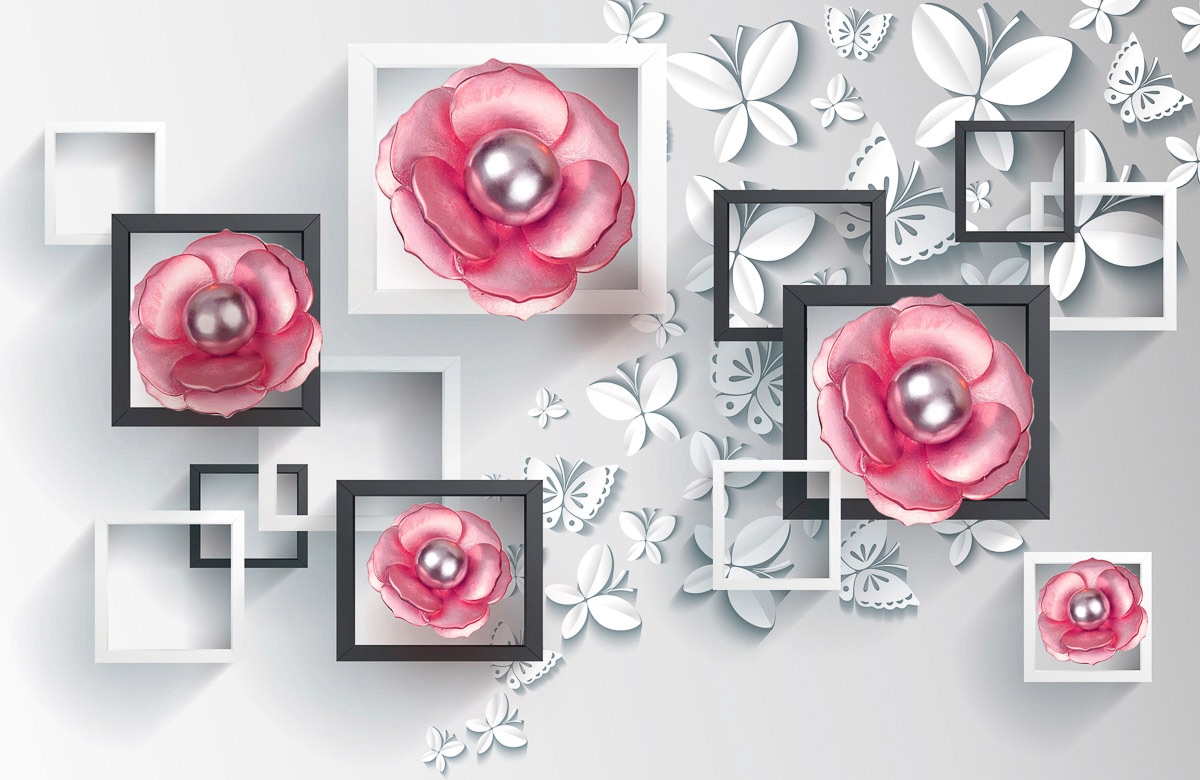 Papermoon Fototapete "Muster mit Blumen" von Papermoon