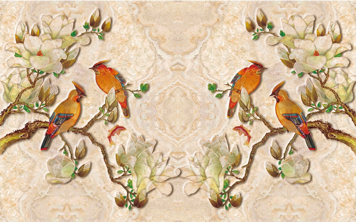Papermoon Fototapete "Muster mit Vögeln" von Papermoon