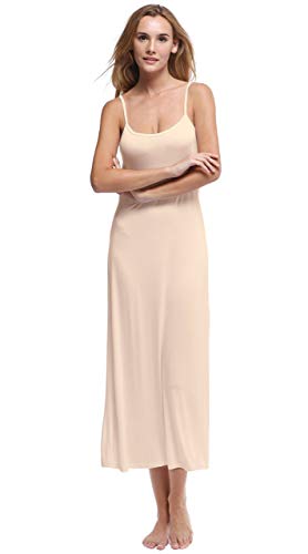 Papicutew Damen-Unterkleid, lang, Cami, Trägerkleid, Nachthemd, ärmellos - Beige - X-Large von Papicutew