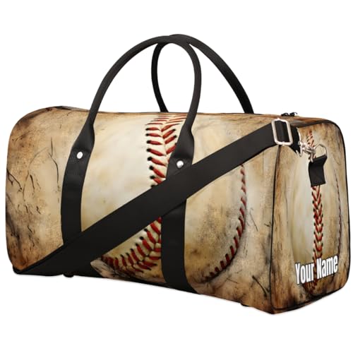 Sport-Tragetasche, Sporttasche, Retro-Baseball-Sport-Stil, individueller Name für Damen und Herren, wasserdichte Baseballtasche, faltbar, persönliche Gegenstände, Reisetasche für Wochenender, von Pardick