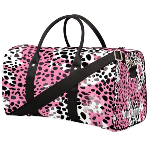 Sport-Tragetasche, Sporttasche, buntes Leopardenmuster, Camouflage, individueller Name für Damen und Herren, wasserdichte Baseballtasche, faltbar, persönliche Gegenstände, Reisetasche für Wochenender, von Pardick