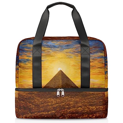 Sporttasche für Damen, Motiv: ägyptische Pyramide, Sonnenaufgang, Reisetasche mit Schuhfach, Wochenendtasche, Tragetasche für Teenager, Mädchen, Jungen, Männer, Mehrfarbig von Pardick