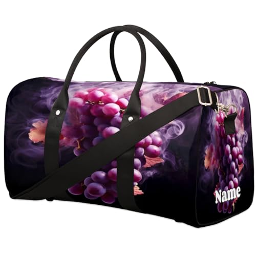 Sporttasche mit Fruchttrauben-Druck, personalisierter Name für Damen und Herren, wasserdicht, Strandtasche, faltbar, persönliche Gegenstände, Reisetasche für Wochenender, Übernachtung, Tanz, von Pardick