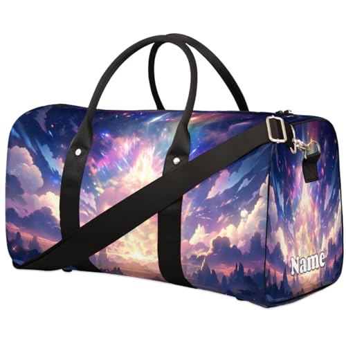 Sporttasche mit Galaxie-Motiv, bunt, Sternenhimmel-Druck, personalisierter Name für Damen und Herren, wasserdicht, Strandtasche, faltbar, persönliche Gegenstände, Reisetasche für Wochenende, von Pardick