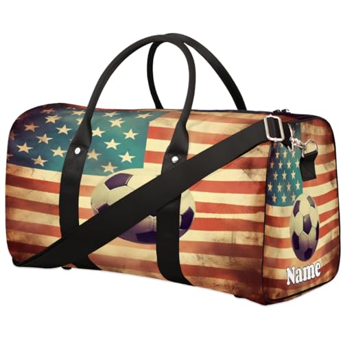 Sporttasche mit amerikanischer Flagge, personalisierter Name für Damen und Herren, wasserdicht, faltbar, persönliche Gegenstände, Reisetasche für Wochenende, Übernachtung, Tanz, Handgepäcktasche, von Pardick