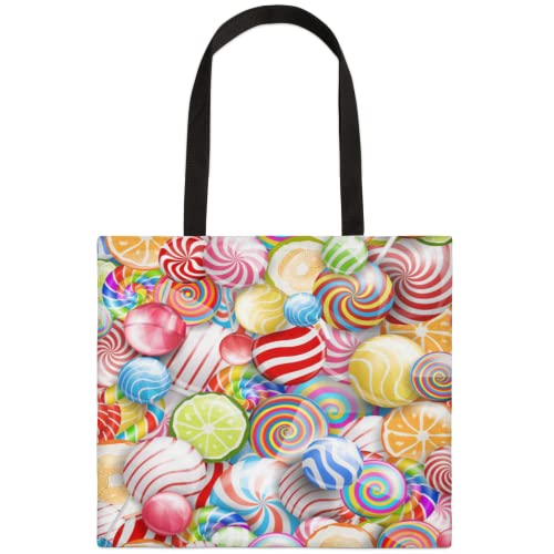 Sweet Candy Lollipop Canvas Tote Bag for Women, Reusable Grocery Bag, Large Shoulder Handbag with Inner Pocket for Work Travel Business Beach Shopping School Gift Bag von Pardick