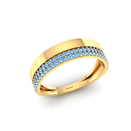 Pargold® 14K 585 Gold Ring für Damen | Leicht und hypoallergen | Winzige körnige Kristalle mit halblinienförmigem Design | Ideal für besondere Anlässe wie Hochzeit, Jahrestag, Geburtstag von Pargold