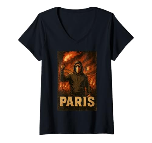 Damen Paris T-Shirt Ultras Paris Fans Ultras Tradition Herren T-Shirt mit V-Ausschnitt Damen Paris T-Shirt Ultras Paris Fans Ultras Tradition Herren T-Shirt mit V-Ausschnitt von Paris Shop IBK