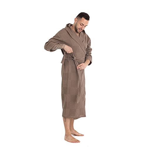 Bademantel Herren Baumwolle S/M, Bathrobe, Waffelstrickerei Bademantel Herren, Bademantel Herren mit Kapuze leicht, Pyjama Herren, Bademantel Sauna, Sauna Bademantel Herren von Pariza