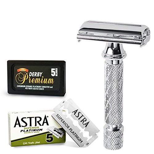 Parker-Astra-Derby Rasierer und Rasierklingen 87R - 1 Packung mit 3 Stück von Parker Safety Razor