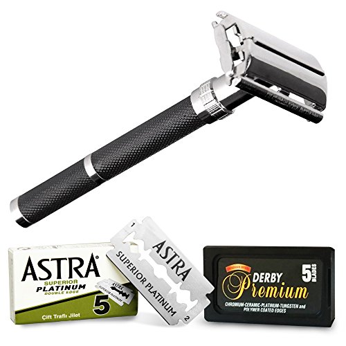 Parker-Astra-Derby Rasierer und Rasierklingen 96R - 1 Packung mit 2 Stück von Parker Safety Razor