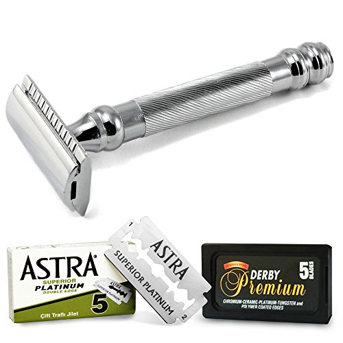 Parker-Astra-Derby Rasierer und Rasierklingen 98R - 1 Packung mit 3 Stück von Parker Safety Razor