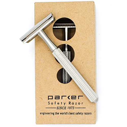 Parker Safety Razor, Model 78R 3-Piece Closed Comb Safety Razor with 5 Parker Platinum Blades Included (Satin Chrome) von Parker Safety Razor