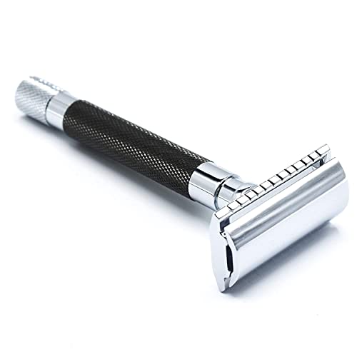 Parker Safety Razor 56R Heavyweight Double Edge Eco-Friendly Safety Razor mit 5 Parker Premium Platinum Edelstahl-Rasierklingen – Rasierer mit geschlossenem Kamm (Graphit) von Parker Safety Razor