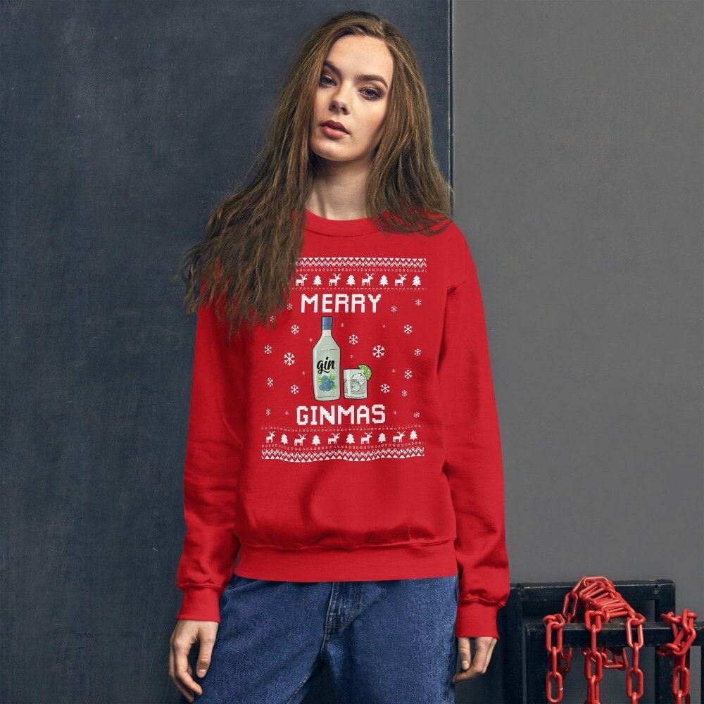 Gin Ugly Christmas Sweater, Lover Weihnachten Sweatshirt, Weihnachtsgeschenk, Merry Ginmas, Weihnachtsgeschenk Für Gin-Liebhaber 2024 von PassionifyCO