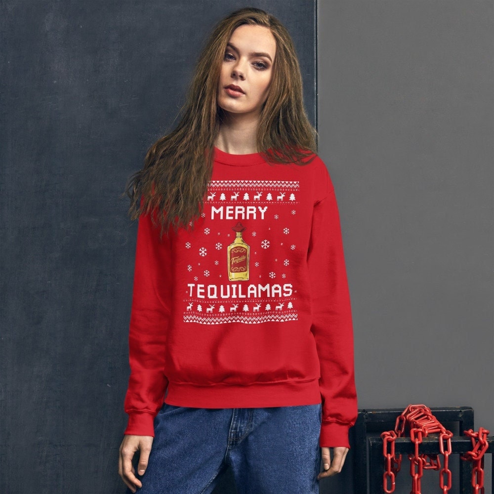 Tequila Ugly Christmas Sweater, Lover Weihnachten Sweatshirt, Weihnachtsgeschenk, Frohe Tequilamas, Weihnachtsgeschenk Für 2024 von PassionifyCO