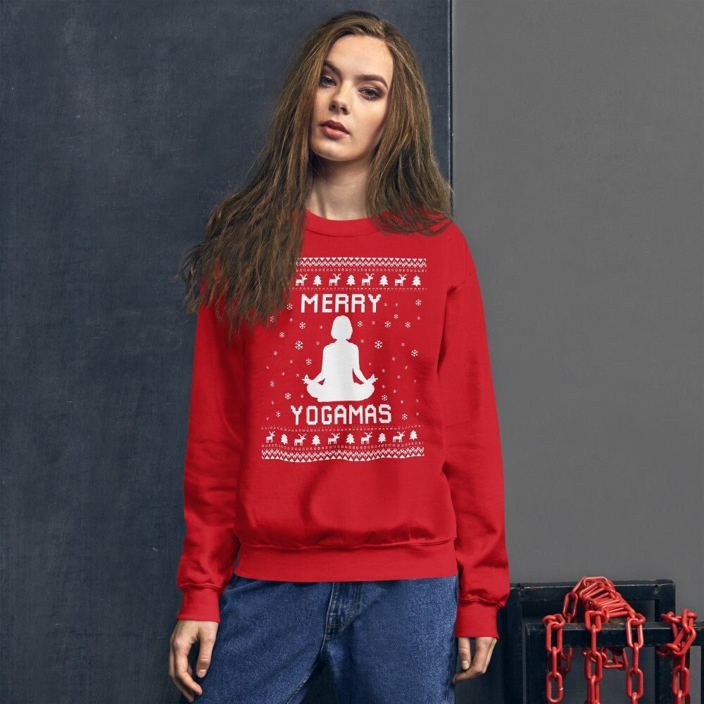 Yoga Ugly Christmas Sweater, Lehrer Weihnachten Sweatshirt, Weihnachtsgeschenk, Merry Yogamas, Weihnachtsgeschenk Für Lehrer, Yogi von PassionifyCO