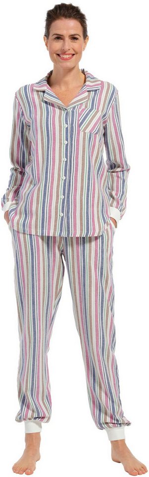 Pastunette Schlafanzug Damen Flanell Pyjama (2 tlg) Modisches Design Baumwolle von Pastunette