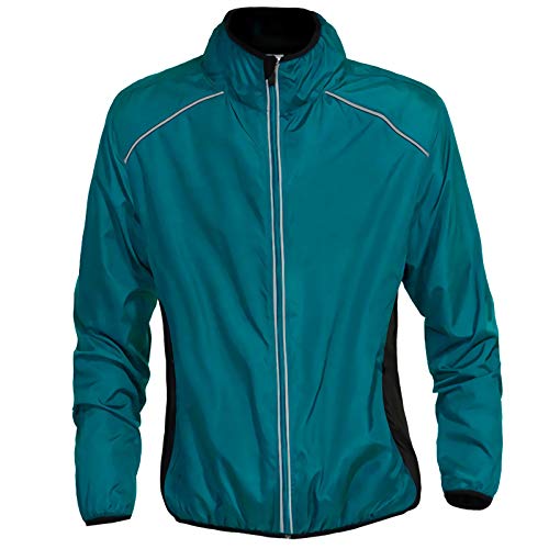 Frauen Fahrradjacke Winddichte Atmungsaktiv Laufjacke Herren Damen MTB Sports Leichte Radjacke Reflektierende Fahrrad Windbreaker,Blau,XXL von Pateacd