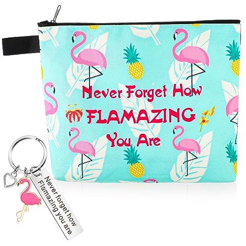 Paterr Motivierende Geschenke Flamingo-Kosmetiktasche mit inspirierendem Schlüsselanhänger, Reißverschluss, Make-up-Tasche, Kulturbeutel, Make-up-Tasche, Organizer für Frauen, Krankenschwester, von Paterr