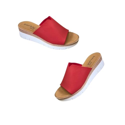 Patrizia Azzi Sommersandalen Keilabsatz, rutschfeste Sohle und Memory-Fußbett, breiter Slip-On-Bund, hergestellt in Italien, rot, 35 EU von Patrizia Azzi