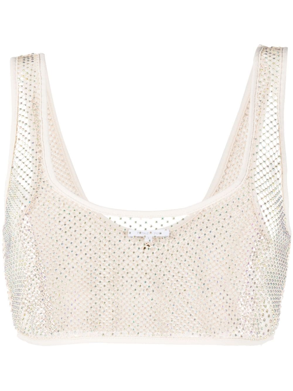 Patrizia Pepe Cropped-Oberteil aus Mesh mit Strass - Nude von Patrizia Pepe