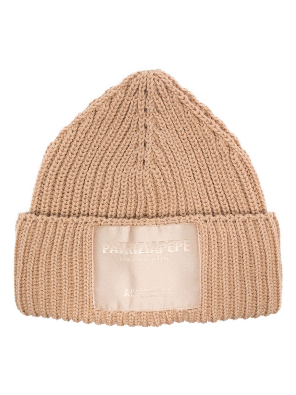 Patrizia Pepe Gerippte Beanie mit Logo-Patch - Nude von Patrizia Pepe