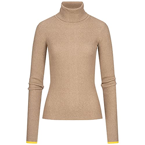 Patrizia Pepe Rollkragenpullover mit gelber Zierkante 40 Beige von Patrizia Pepe